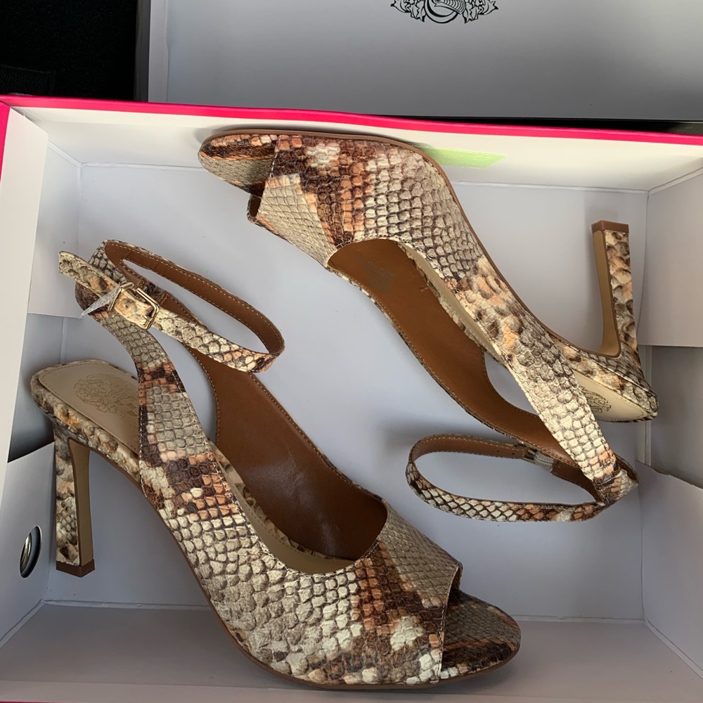 Vince Camuto Snakeskin Open toe heel
